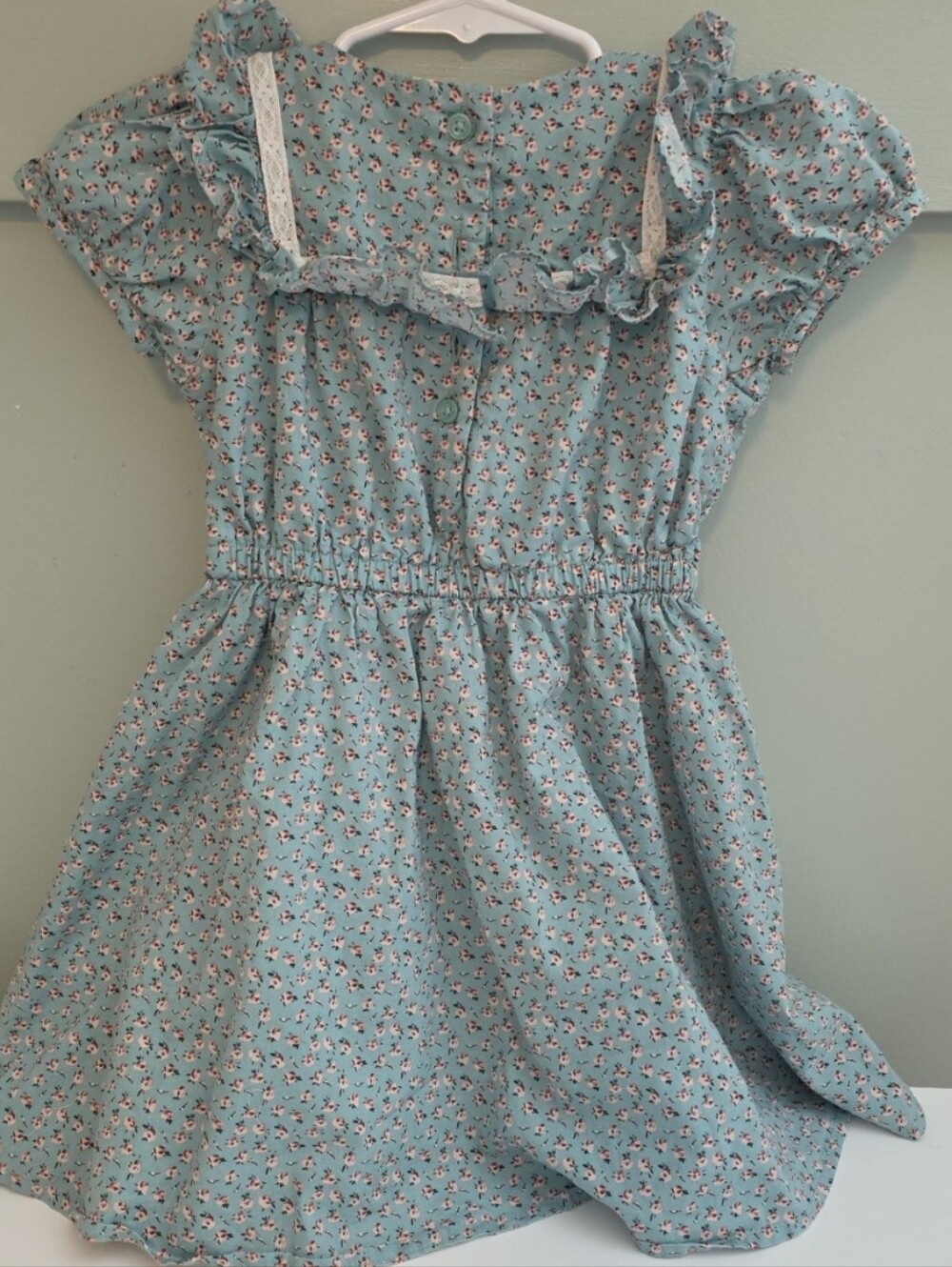 Janie And Jack Size 4 Or 4t Vintage Style Girls Blue Floral Ruffle Dress - Picture 2 of 4